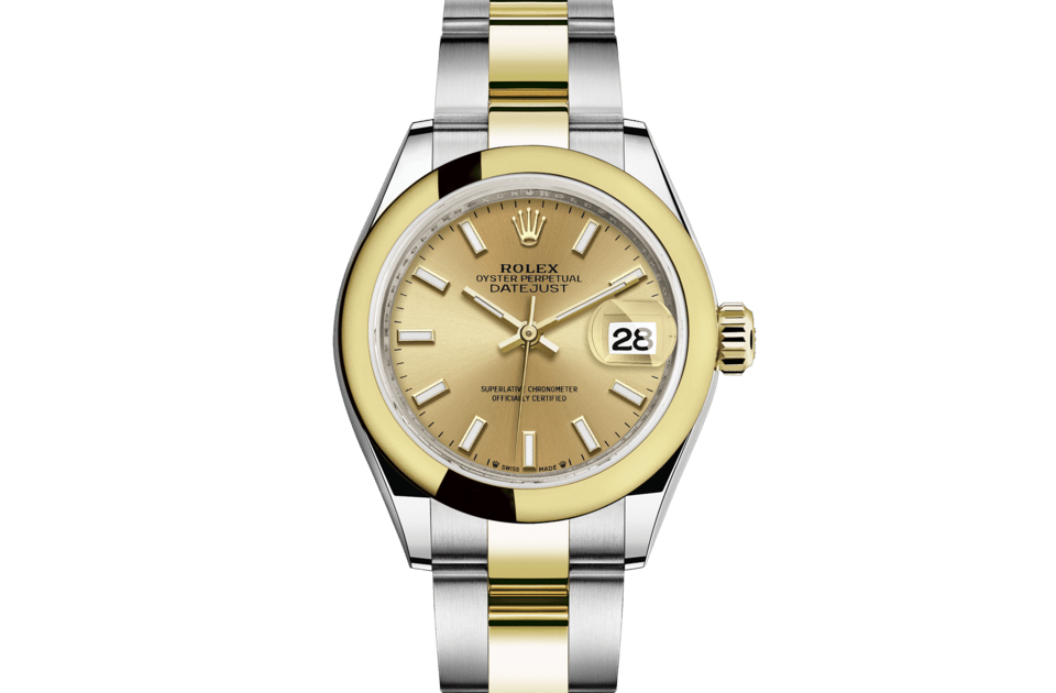 Rolex Lady-Datejust | Lady-Datejust | Coloured dial | Champagne-colour dial | Yellow Rolesor | The Oyster bracelet | Women Watch | Rolex Official Retailer - THE TIME PLACE SG