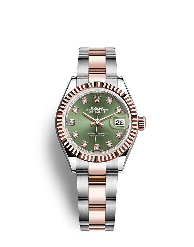 Rolex Lady-Datejust | Lady-Datejust | Coloured dial | Olive-Green Dial | The Fluted Bezel | Everose Rolesor | Women Watch | Rolex Official Retailer - THE TIME PLACE SG