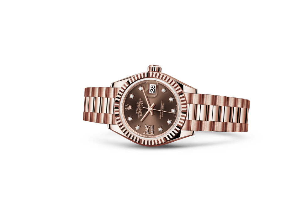 Rolex Lady-Datejust | Lady-Datejust | Coloured dial | Chocolate Dial | The Fluted Bezel | 18 ct Everose gold | Women Watch | Rolex Official Retailer - THE TIME PLACE SG