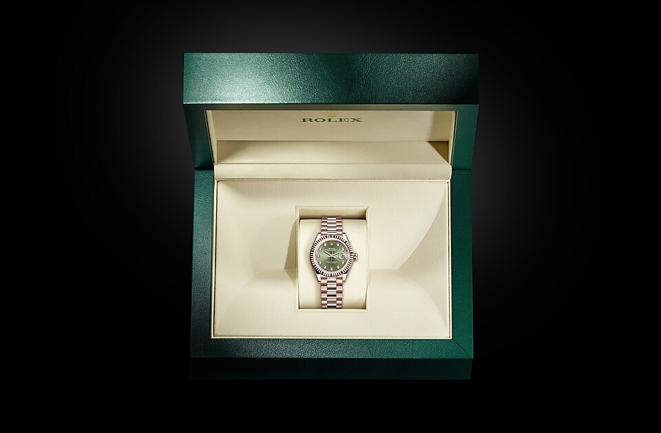 Rolex Lady-Datejust | Lady-Datejust | Coloured dial | Olive-Green Dial | The Fluted Bezel | 18 ct Everose gold | Women Watch | Rolex Official Retailer - THE TIME PLACE SG
