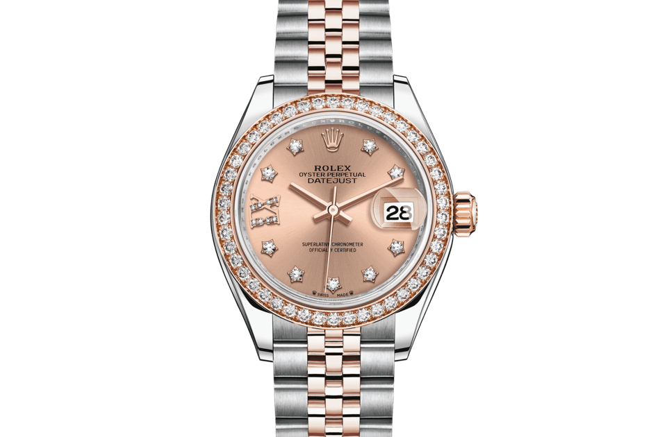 Rolex Lady-Datejust | Lady-Datejust | Coloured dial | Rosé-colour dial | Diamond-Set Bezel | Everose Rolesor | Women Watch | Rolex Official Retailer - THE TIME PLACE SG