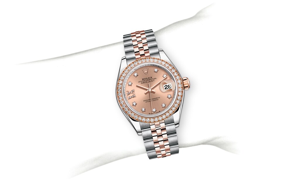 Rolex Lady-Datejust | Lady-Datejust | Coloured dial | Rosé-colour dial | Diamond-Set Bezel | Everose Rolesor | Women Watch | Rolex Official Retailer - THE TIME PLACE SG