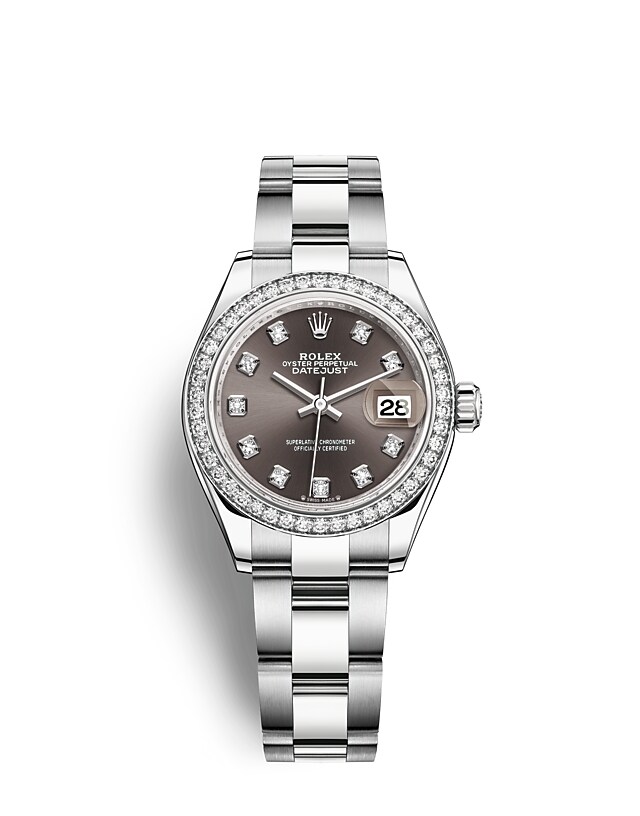 Rolex Lady-Datejust | Lady-Datejust | Dark dial | Dark Grey Dial | Diamond-Set Bezel | White Rolesor | Women Watch | Rolex Official Retailer - THE TIME PLACE SG