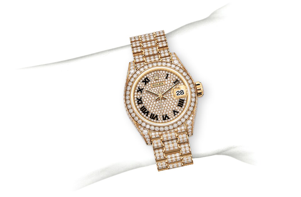 Rolex Lady-Datejust | Lady-Datejust | Diamond paved dial | Diamond-Paved Dial | Diamond-Set Bezel | 18 ct yellow gold | Women Watch | Rolex Official Retailer - THE TIME PLACE SG