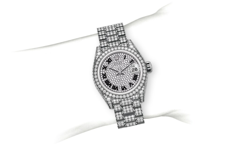 Rolex Lady-Datejust | Lady-Datejust | Gem-set dial | Diamond-Paved Dial | Diamond-Set Bezel | 18 ct white gold | Women Watch | Rolex Official Retailer - THE TIME PLACE SG