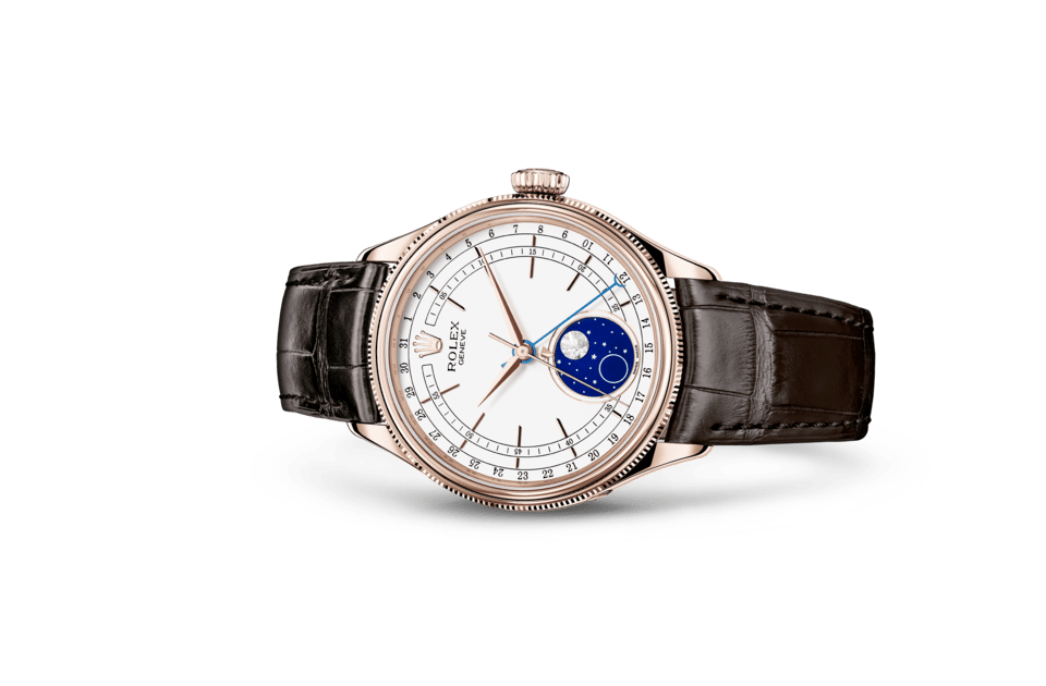 Rolex Cellini | Cellini Moonphase | Light dial | White dial | Domed and Fluted Bezel | 18 ct Everose gold | Men Watch | Rolex Official Retailer - THE TIME PLACE SG