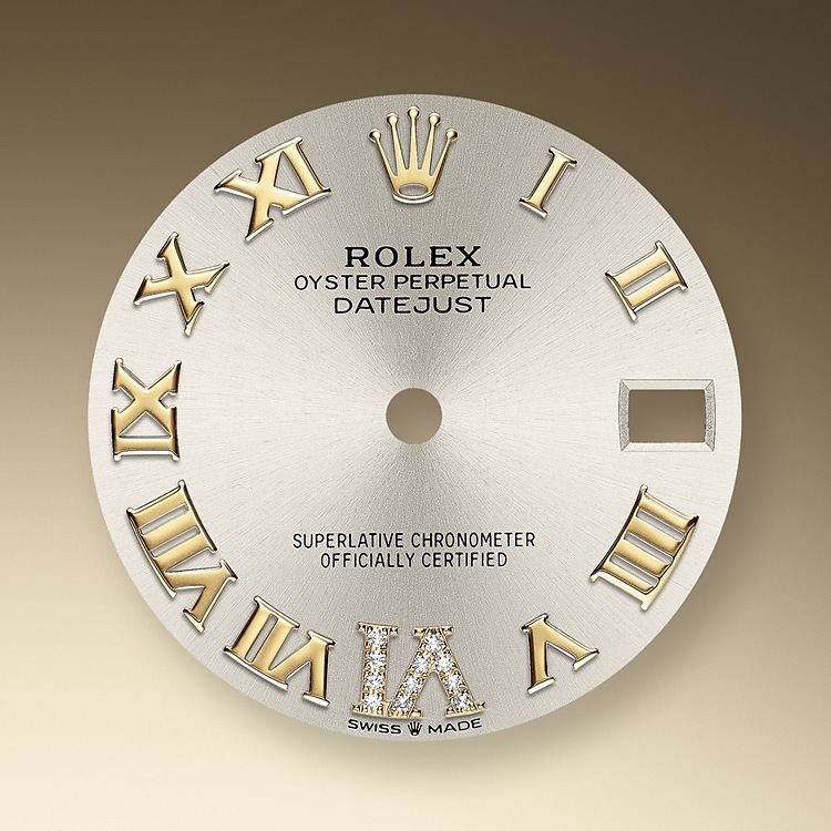 Rolex Datejust | Datejust 31 | Gem-set dial | Silver dial | Diamond-Set Bezel | Yellow Rolesor | Women Watch | Rolex Official Retailer - THE TIME PLACE SG