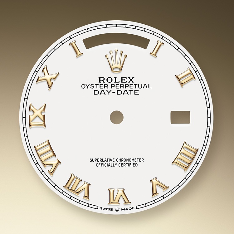 Rolex Day-Date | Day-Date 36 | Light dial | The Fluted Bezel | White dial | 18 ct yellow gold | Men Watch | Rolex Official Retailer - THE TIME PLACE SG