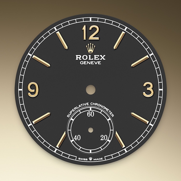 Rolex 1908 | 1908 | Dark dial | Intense black dial | Domed and fluted bezel | 18 ct yellow gold | Men Watch | Rolex Official Retailer - THE TIME PLACE SG