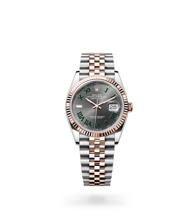 Rolex Datejust | Datejust 36 | Dark dial | Fluted bezel | Slate Dial | Everose Rolesor | Women Watch | Rolex Official Retailer - THE TIME PLACE SG