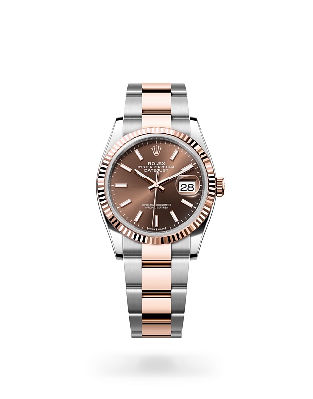 Rolex Datejust | Datejust 36 | Dark dial | Fluted bezel | Chocolate Dial | Everose Rolesor | Women Watch | Rolex Official Retailer - THE TIME PLACE SG
