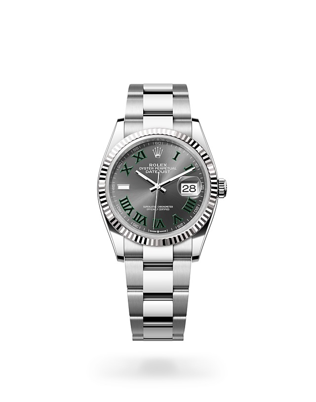 Rolex Datejust | Datejust 36 | Dark dial | Fluted bezel | Slate Dial | White Rolesor | Women Watch | Rolex Official Retailer - THE TIME PLACE SG