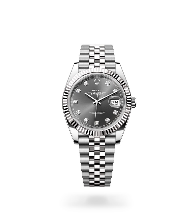 Rolex Datejust | Datejust 41 | Gem-set dial | Slate Dial | Fluted bezel | White Rolesor | Men Watch | Rolex Official Retailer - THE TIME PLACE SG