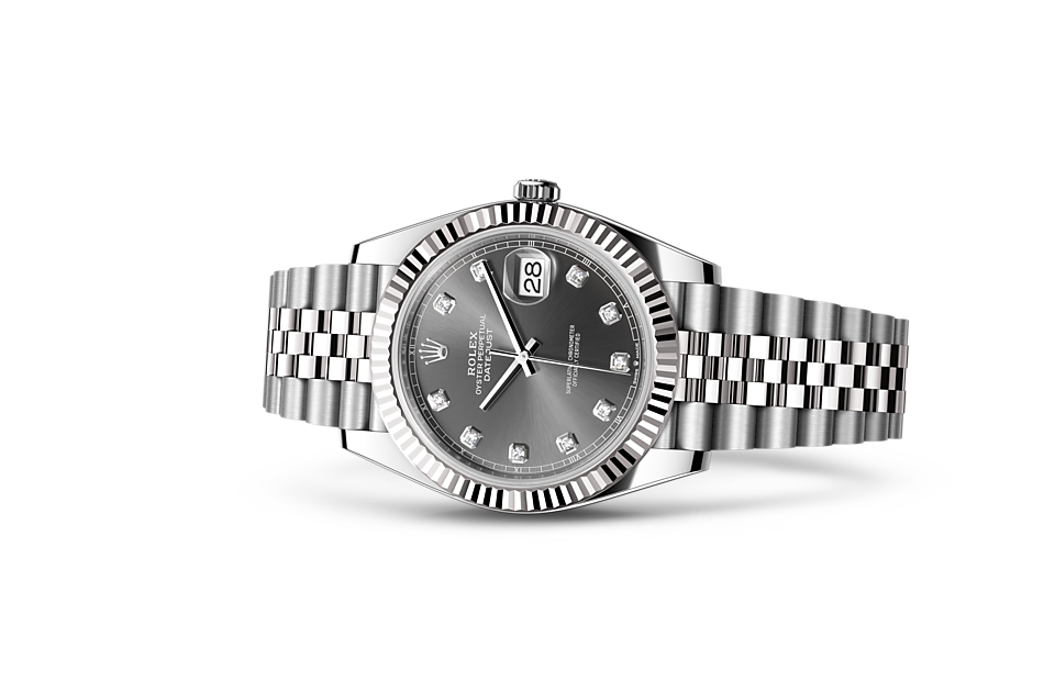 Rolex Datejust | Datejust 41 | Gem-set dial | Slate Dial | Fluted bezel | White Rolesor | Men Watch | Rolex Official Retailer - THE TIME PLACE SG