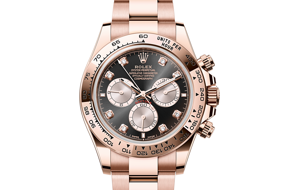 Rolex Cosmograph Daytona | Cosmograph Daytona | Gem-set dial | Bright black and Sundust dial | The tachymetric scale | 18 ct Everose gold | Men Watch | Rolex Official Retailer - THE TIME PLACE SG