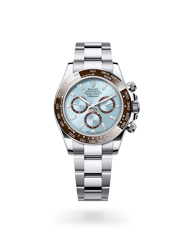 Rolex Cosmograph Daytona | Cosmograph Daytona | Gem-set dial | Ice-Blue Dial | The tachymetric scale | Platinum | Men Watch | Rolex Official Retailer - THE TIME PLACE SG