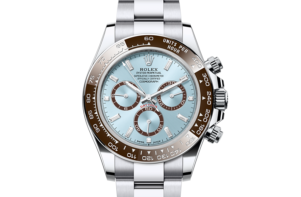 Rolex Cosmograph Daytona | Cosmograph Daytona | Gem-set dial | Ice-Blue Dial | The tachymetric scale | Platinum | Men Watch | Rolex Official Retailer - THE TIME PLACE SG