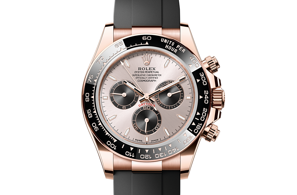Rolex Cosmograph Daytona | Cosmograph Daytona | Light dial | The Oysterflex Bracelet | 18 ct Everose gold | Sundust and bright black dial | Men Watch | Rolex Official Retailer - THE TIME PLACE SG