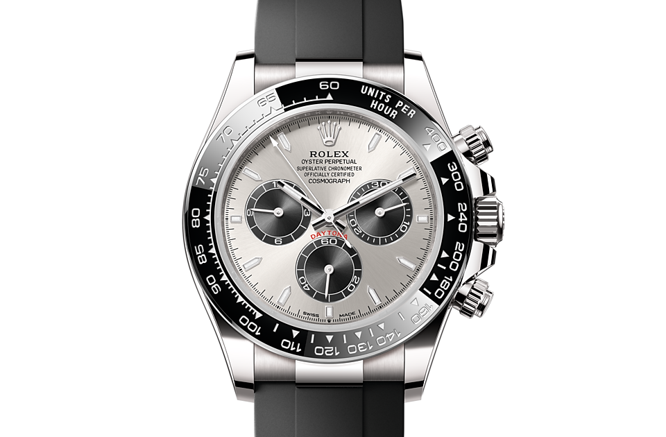 Rolex Cosmograph Daytona | Cosmograph Daytona | Dark dial | The Oysterflex Bracelet | 18 ct white gold | Steel and bright black dial | Men Watch | Rolex Official Retailer - THE TIME PLACE SG