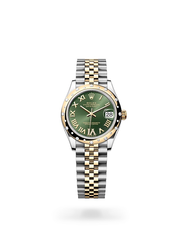 Rolex Datejust | Datejust 31 | Gem-set dial | Olive-Green Dial | Diamond-set bezel | Yellow Rolesor | Women Watch | Rolex Official Retailer - THE TIME PLACE SG