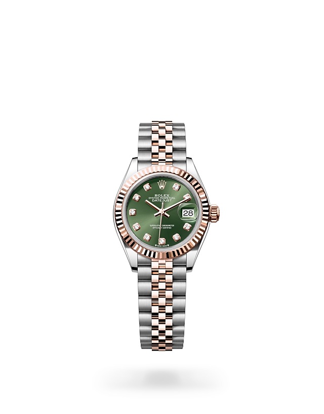 Rolex Lady-Datejust | Lady-Datejust | Gem-set dial | Olive-Green Dial | Fluted bezel | Everose Rolesor | Women Watch | Rolex Official Retailer - THE TIME PLACE SG