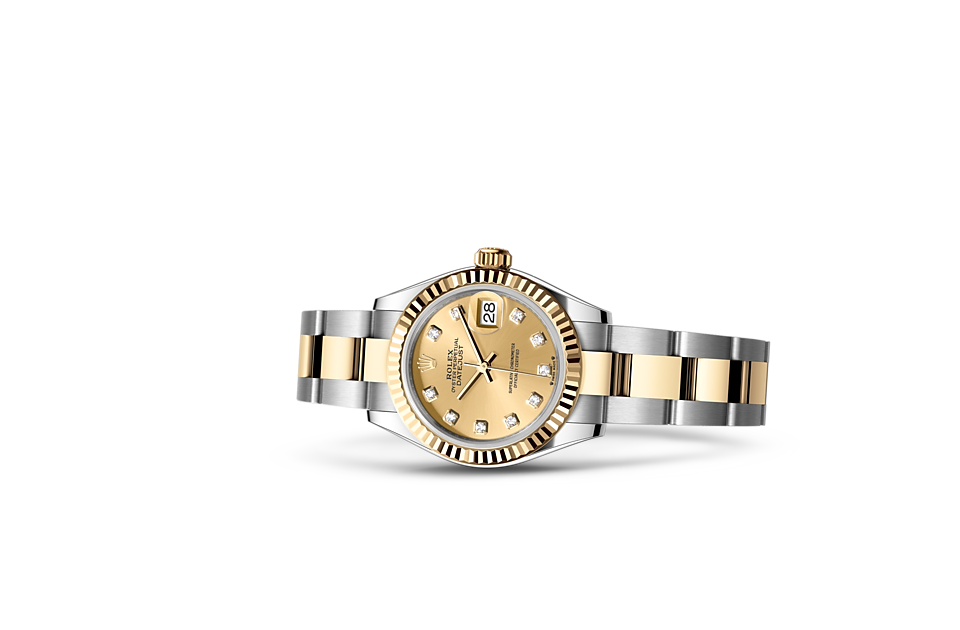 Rolex Lady-Datejust | Lady-Datejust | Gem-set dial | Champagne-colour dial | Fluted bezel | Yellow Rolesor | Women Watch | Rolex Official Retailer - THE TIME PLACE SG