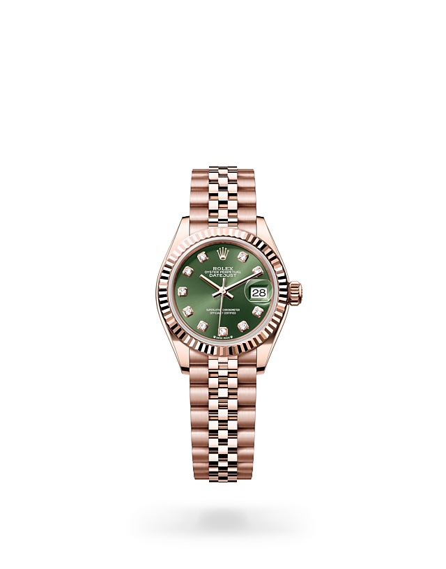 Rolex Lady-Datejust | Lady-Datejust | Gem-set dial | Olive-Green Dial | Fluted bezel | 18 ct Everose gold | Women Watch | Rolex Official Retailer - THE TIME PLACE SG