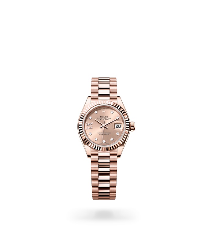 Rolex Lady-Datejust | Lady-Datejust | Gem-set dial | Rosé-colour dial | Fluted bezel | 18 ct Everose gold | Women Watch | Rolex Official Retailer - THE TIME PLACE SG