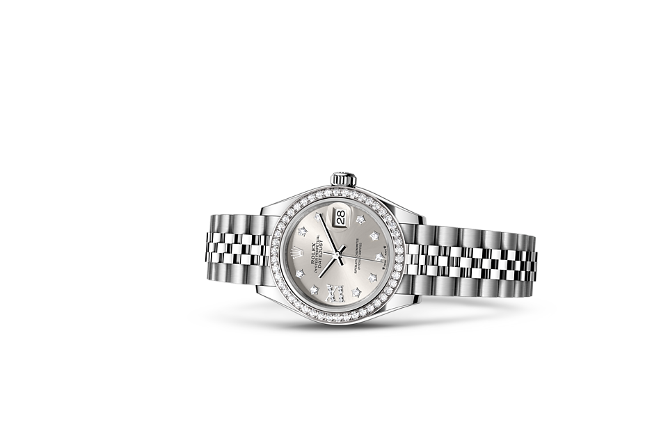 Rolex Lady-Datejust | Lady-Datejust | Light dial | Silver dial | Diamond-set bezel | White Rolesor | Women Watch | Rolex Official Retailer - THE TIME PLACE SG