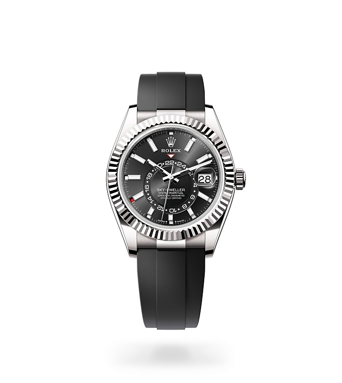 Rolex Sky-Dweller | Sky-Dweller | Dark dial | The Oysterflex Bracelet | 18 ct white gold | Bright black dial | Men Watch | Rolex Official Retailer - THE TIME PLACE SG